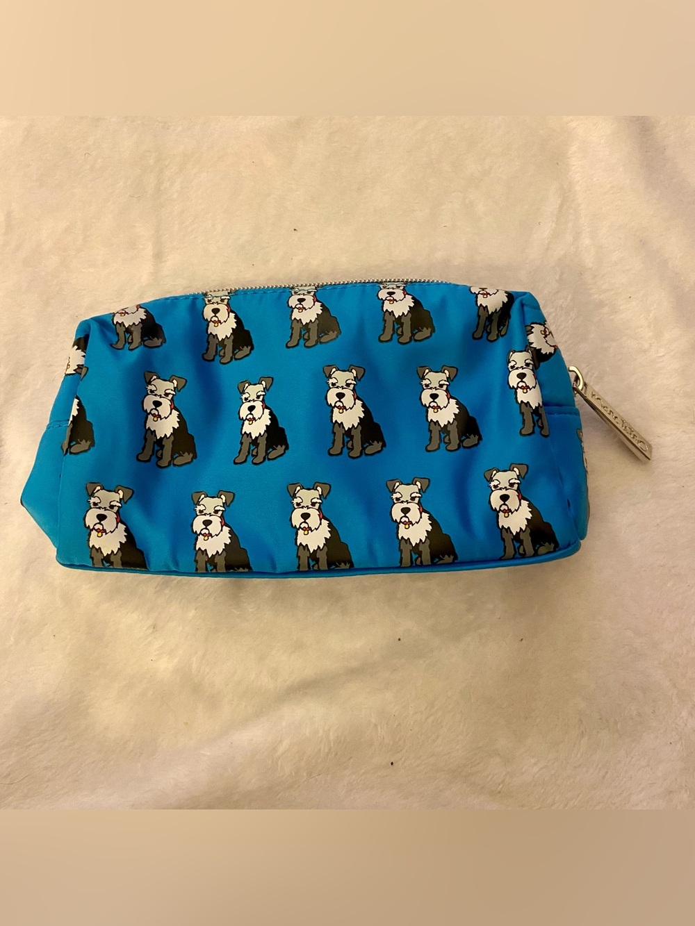 Marc Tetro Blue Dog-Print Cosmetic Pouch